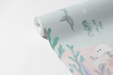 Küçük Deniz Kızları Duvar Kağıdı; desenli kağıt rulosunda doku | Craft Paper Co