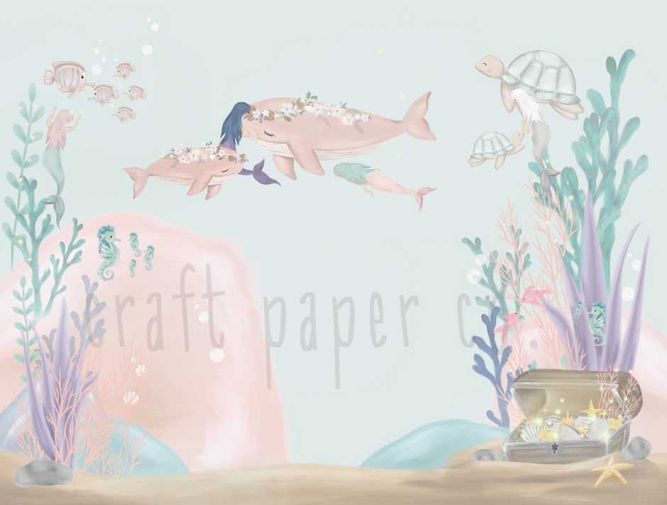 Küçük Deniz Kızları Duvar Kağıdı — detay görünümü | Craft Paper Co
