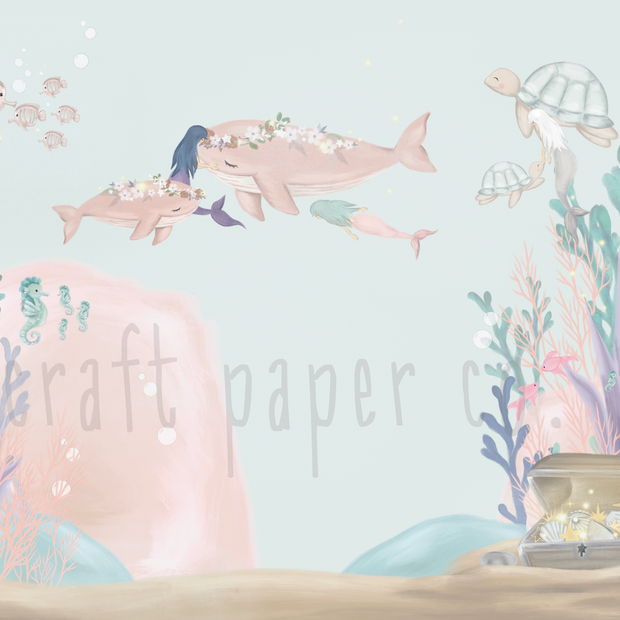 Küçük Deniz Kızları Duvar Kağıdı — detay görünümü | Craft Paper Co