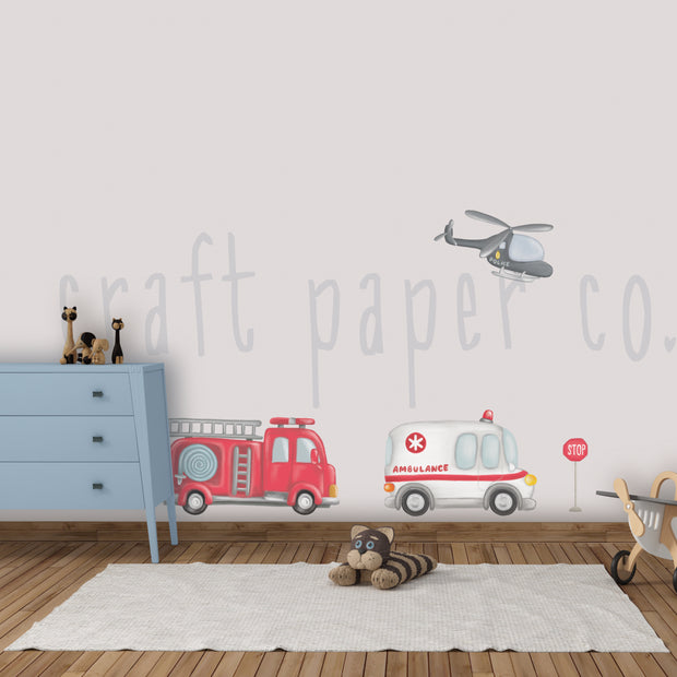 Kurtarma Ekibi Çocuk Odası Duvar Sticker — detay görünümü | Craft Paper Co
