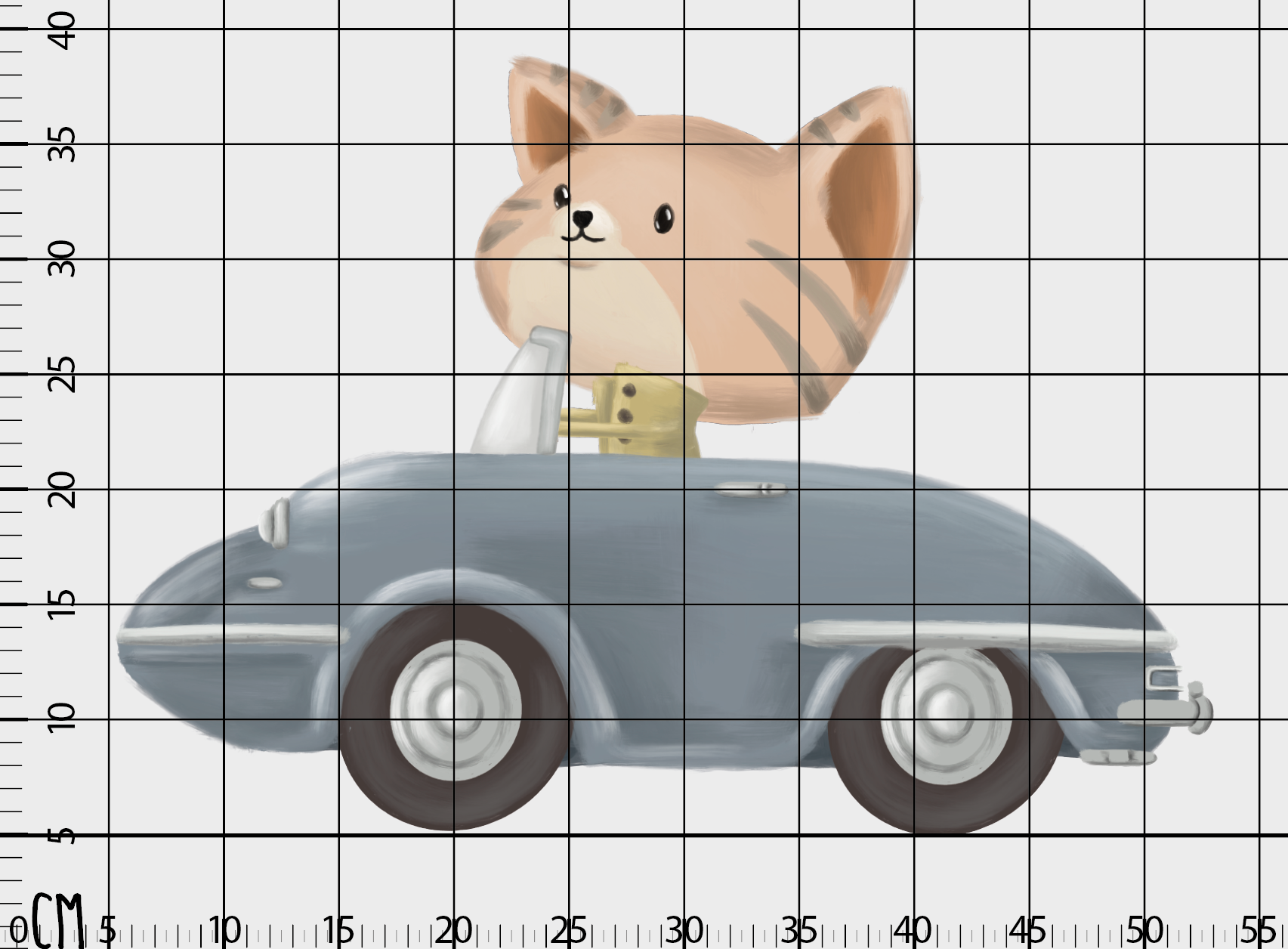 Mavi Arabalı Kedi Erkek Çocuk Odası Duvar Sticker — detay görünümü 2 | Craft Paper Co