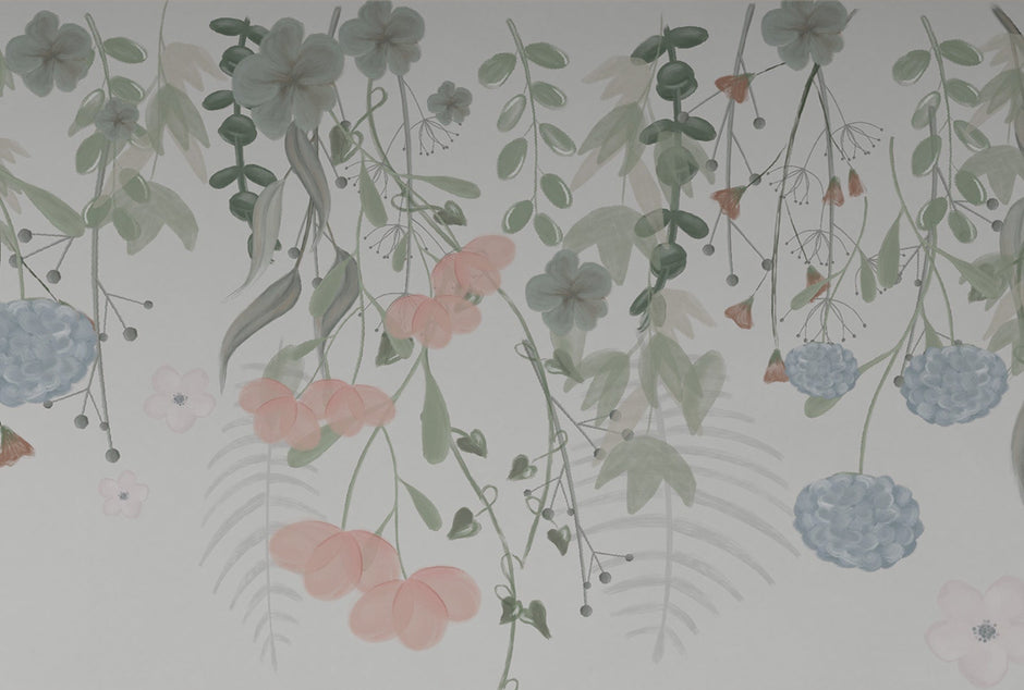 Mavi Pembe Çiçekler Duvar Kağıdı; mavi ortanca ve pembe çiçeklerin çok yakın görünümü | Craft Paper Co