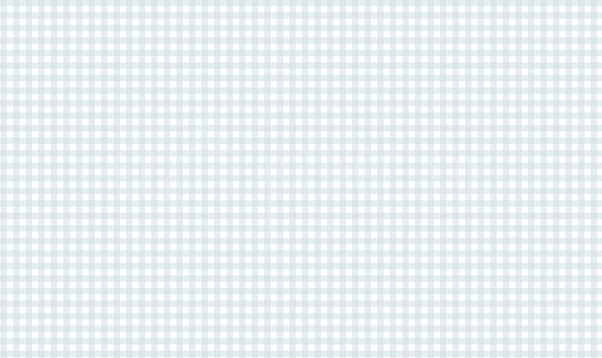 Mavi Pötikare Duvar Kağıdı; kırık beyaz zeminde pudra mavi karelerin filigranlı düz görünümü | Craft Paper Co