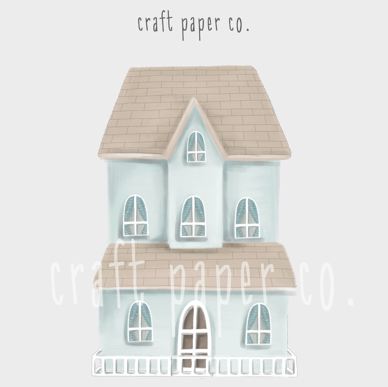 Mavi Yağmurluklu Kedinin Evi Çocuk Odası Duvar Sticker — detay görünümü | Craft Paper Co