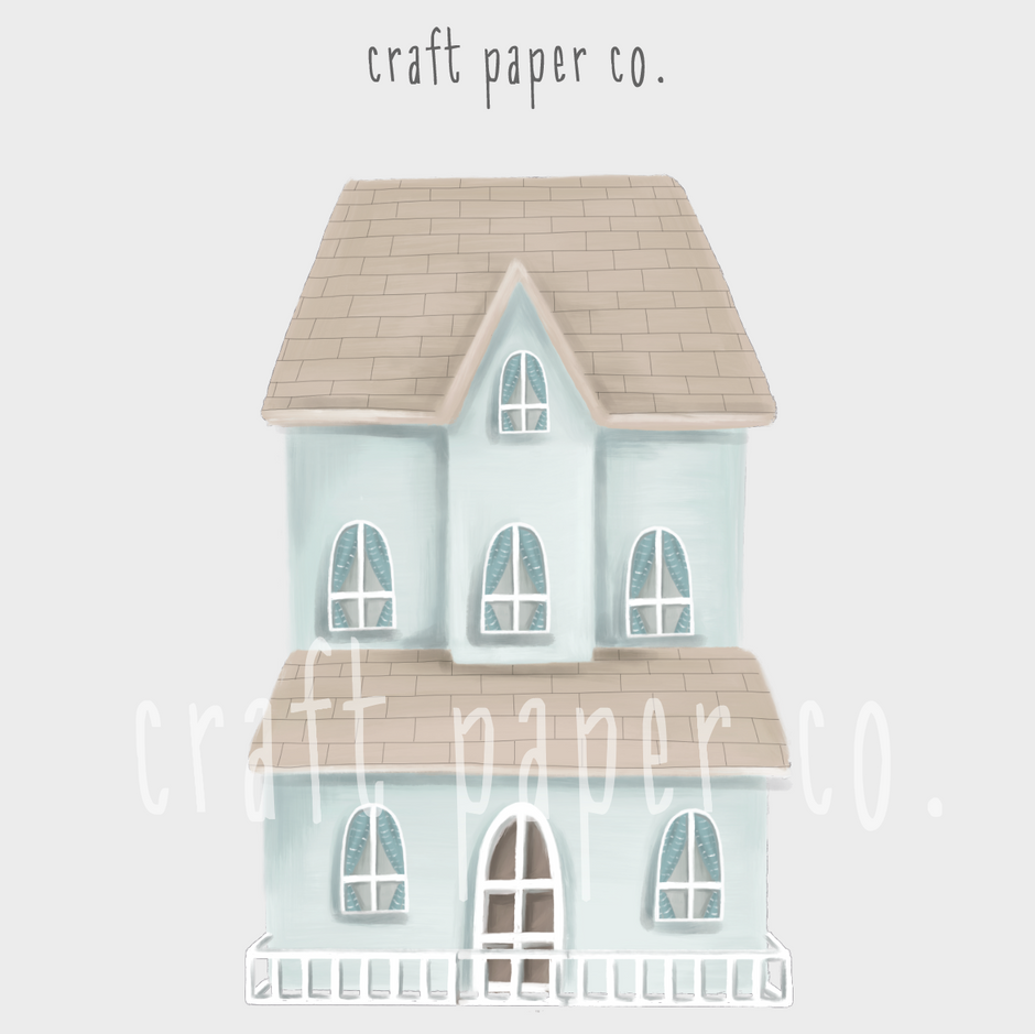Mavi Yağmurluklu Kedinin Evi Çocuk Odası Duvar Sticker — detay görünümü | Craft Paper Co