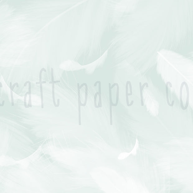 Melek Kanadı Tüyleri Cadde Mint Duvar Kağıdı; el çizimi tasarımın filigranlı düz görünümü | Craft Paper Co