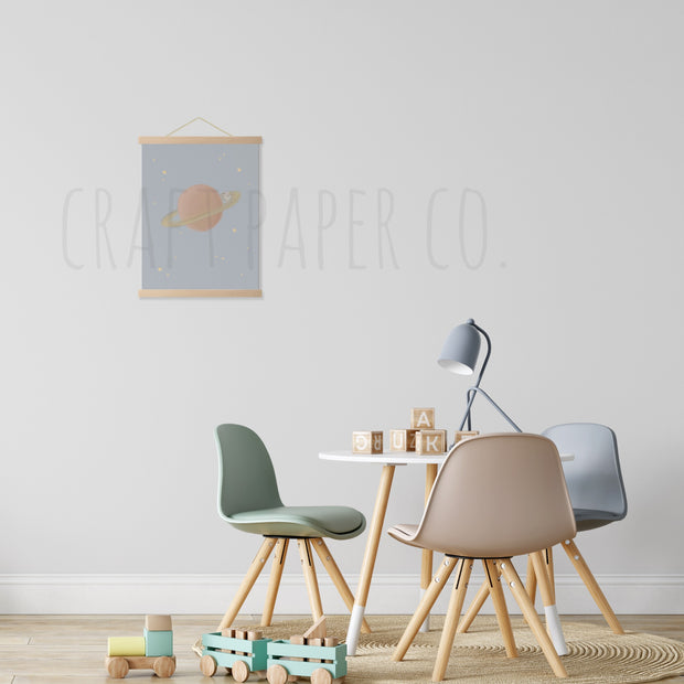 Miki On Saturn Çocuk Odası Posteri — El çizimi çocuk odası posteri | Craft Paper Co