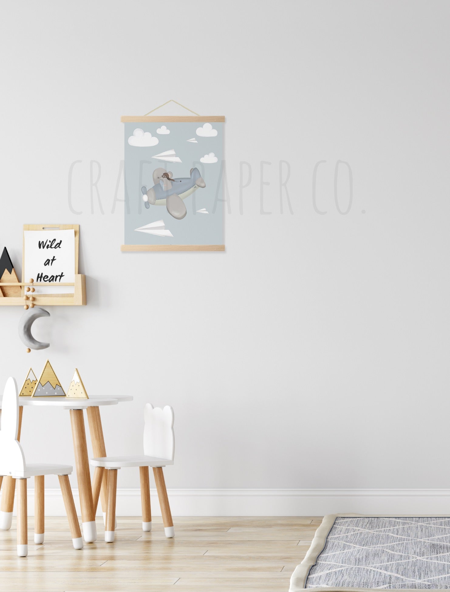 Miki Pilot Çocuk Odası Posteri — El çizimi çocuk odası posteri | Craft Paper Co