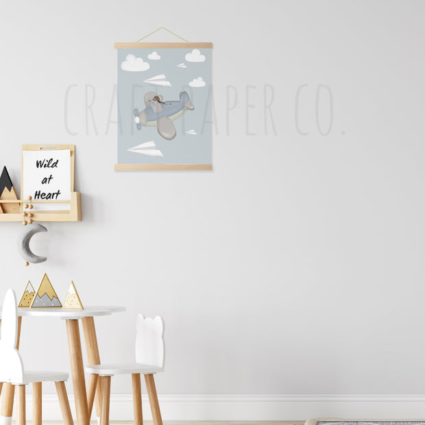 Miki Pilot Çocuk Odası Posteri — El çizimi çocuk odası posteri | Craft Paper Co