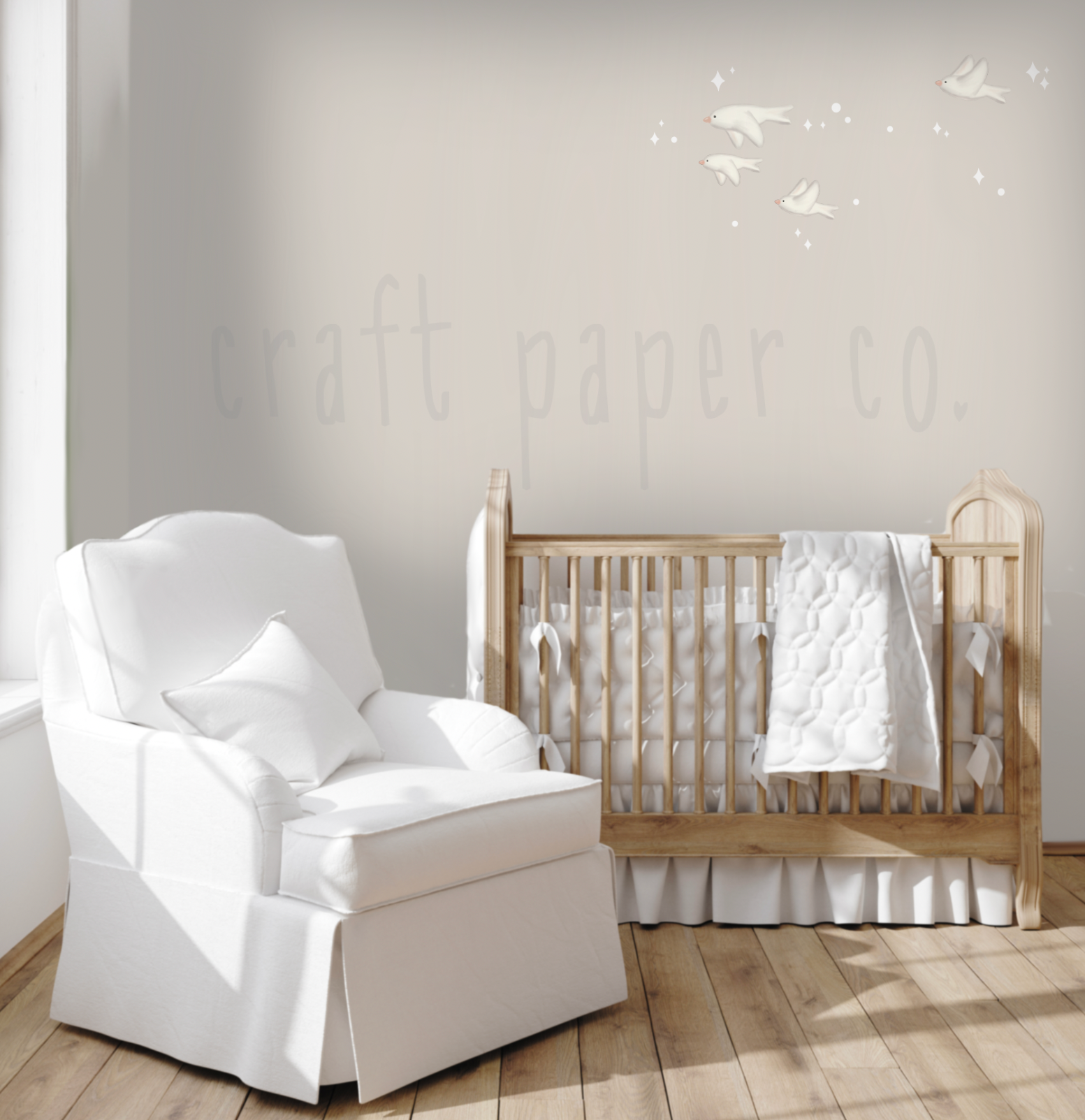 Minik Kuşlar Çocuk Odası Duvar Sticker — detay görünümü | Craft Paper Co