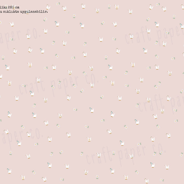 Ördekli Duvar Sticker sıklık örneği; 400 x 260 cm duvarda ördeklerin ve papatyaların dağılımı | Craft Paper Co