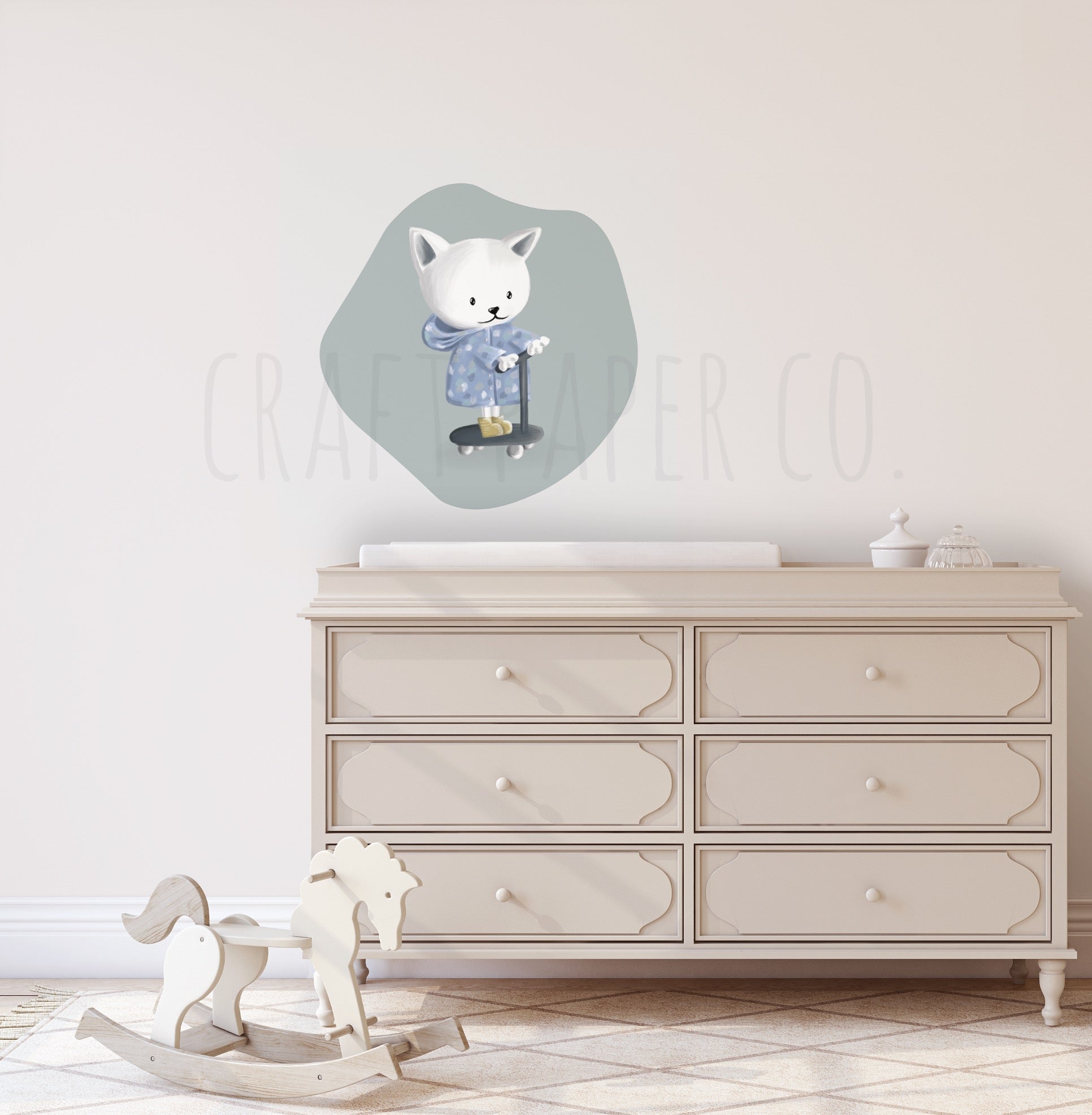 Oyuncu Kedicik Balonu Çocuk Odası Duvar Sticker — El çizimi çocuk odası duvar sticker | Craft Paper Co