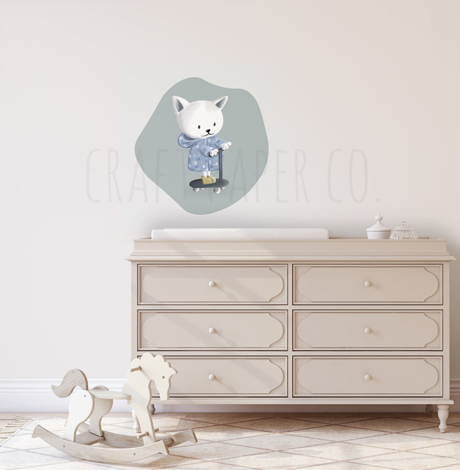 Oyuncu Kedicik Balonu Çocuk Odası Duvar Sticker — El çizimi çocuk odası duvar sticker | Craft Paper Co