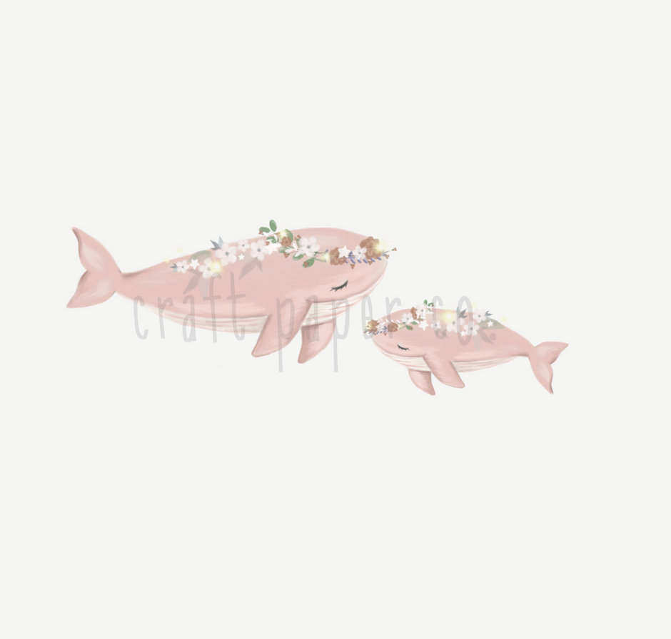 Pembe Balinalar Çocuk Odası Duvar Sticker — El çizimi çocuk odası duvar sticker | Craft Paper Co