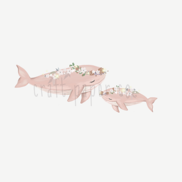Pembe Balinalar Çocuk Odası Duvar Sticker — El çizimi çocuk odası duvar sticker | Craft Paper Co