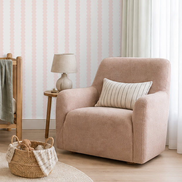 Pembe Bombeli Çizgili Desen Duvar Kağıdı
