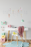 Periler ve Çiçekler Çocuk Odası Duvar Sticker — detay görünümü | Craft Paper Co