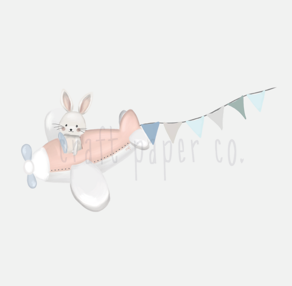 Pilot Tavşan Çocuk Odası Duvar Sticker — El çizimi çocuk odası duvar sticker | Craft Paper Co