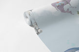 Rengarenk Dünya Haritası Duvar Kağıdı Gökyüzü Mavi; açılmış 94 cm ruloda renkli harita ve hayvanlar | Craft Paper Co