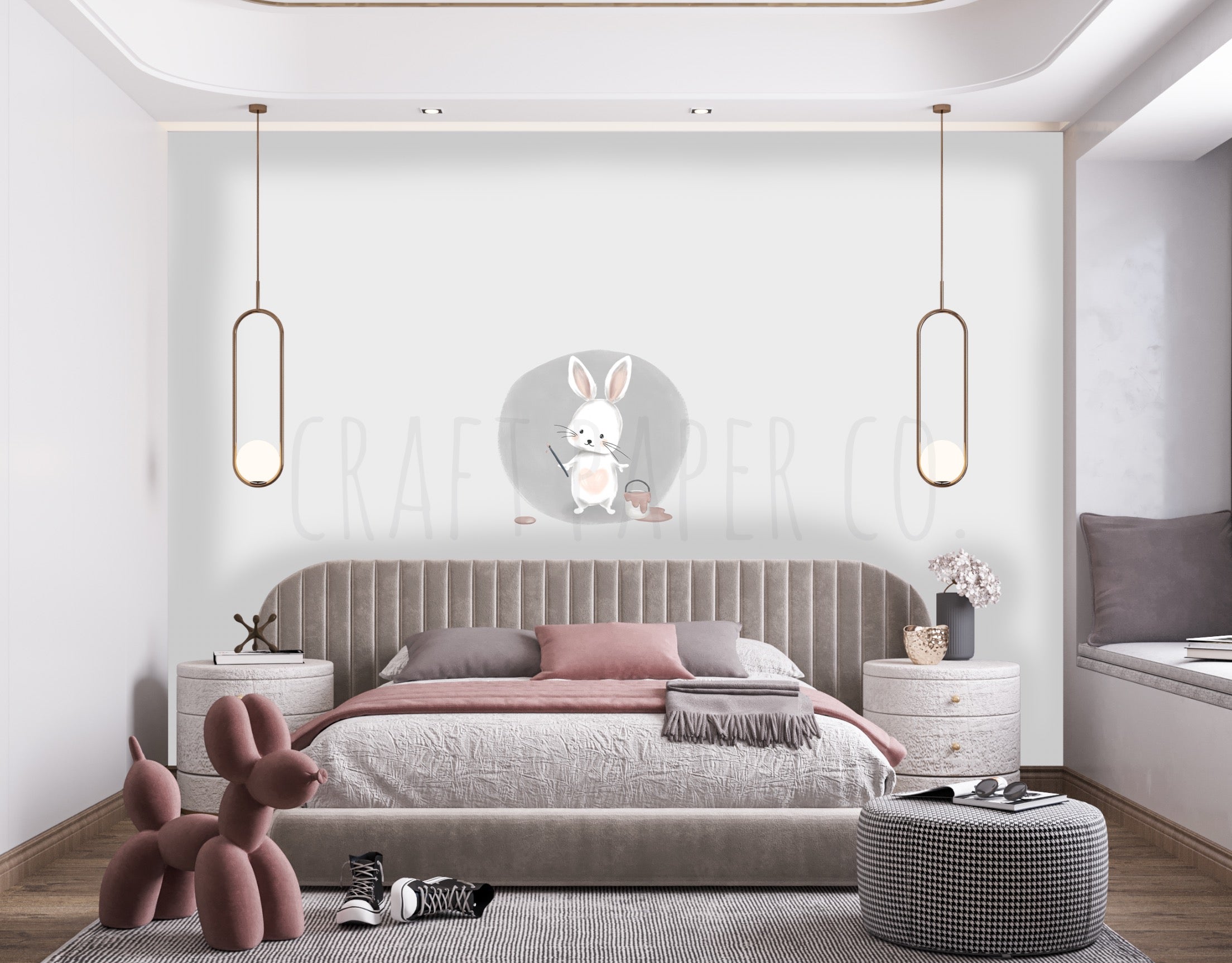 Ressam Tavşancık Çocuk Odası Duvar Sticker — detay görünümü | Craft Paper Co