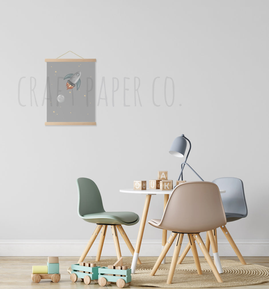 Rocket Çocuk Odası Posteri — El çizimi çocuk odası posteri | Craft Paper Co