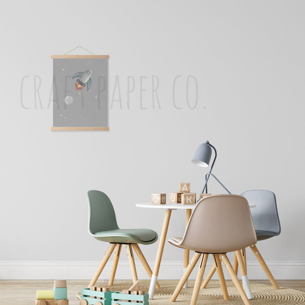 Rocket Çocuk Odası Posteri — El çizimi çocuk odası posteri | Craft Paper Co