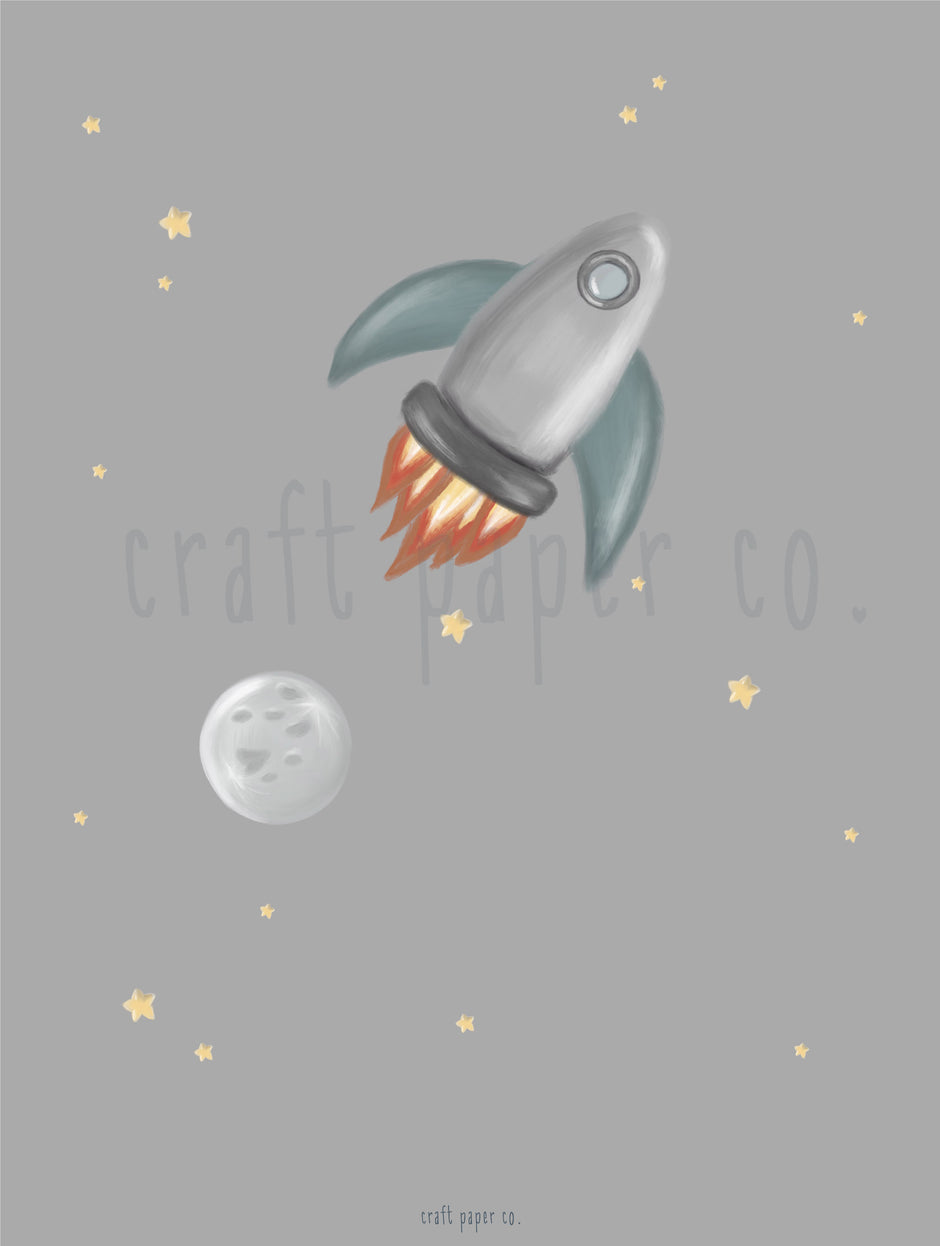 Rocket Çocuk Odası Posteri — detay görünümü 4 | Craft Paper Co