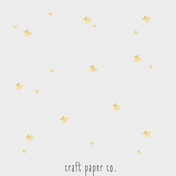 Sarı Yıldızlar 20'li Sticker tasarımı; açık gri zeminde dağınık sarı yıldızlar | Craft Paper Co