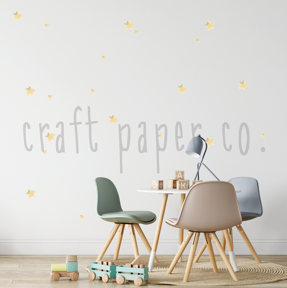 Sarı Yıldızlar 20'li Sticker Çocuk Odası Duvar Sticker — detay görünümü | Craft Paper Co