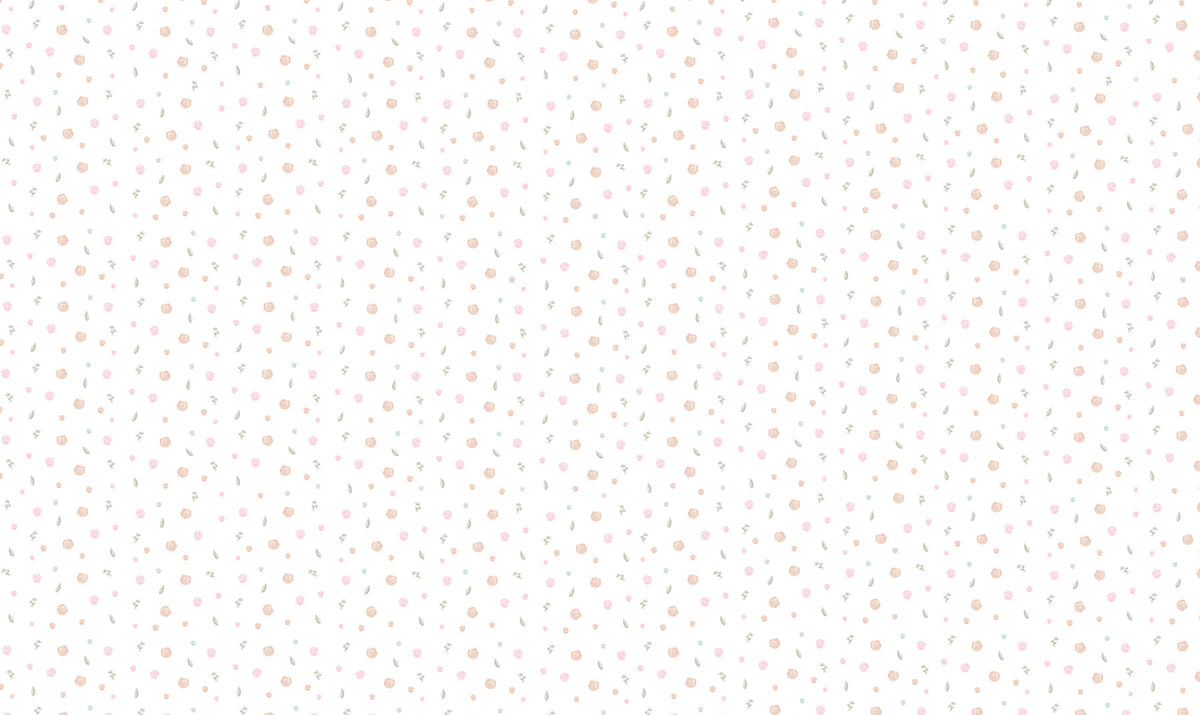 Sweet Mini Flowers Wallpaper Mural; flat design view of mini roses, buds and leaves | Craft Paper Co