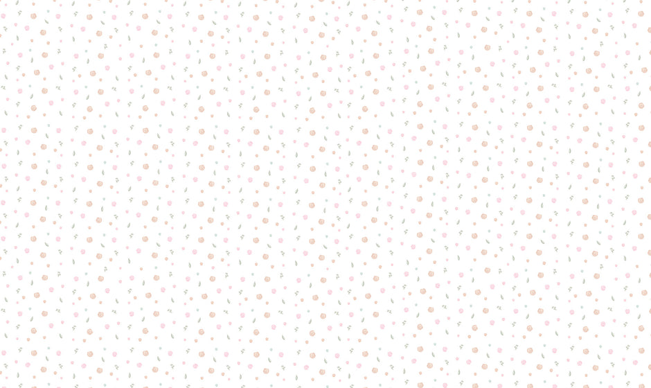 Sweet Mini Flowers Wallpaper Mural; flat design view of mini roses, buds and leaves | Craft Paper Co