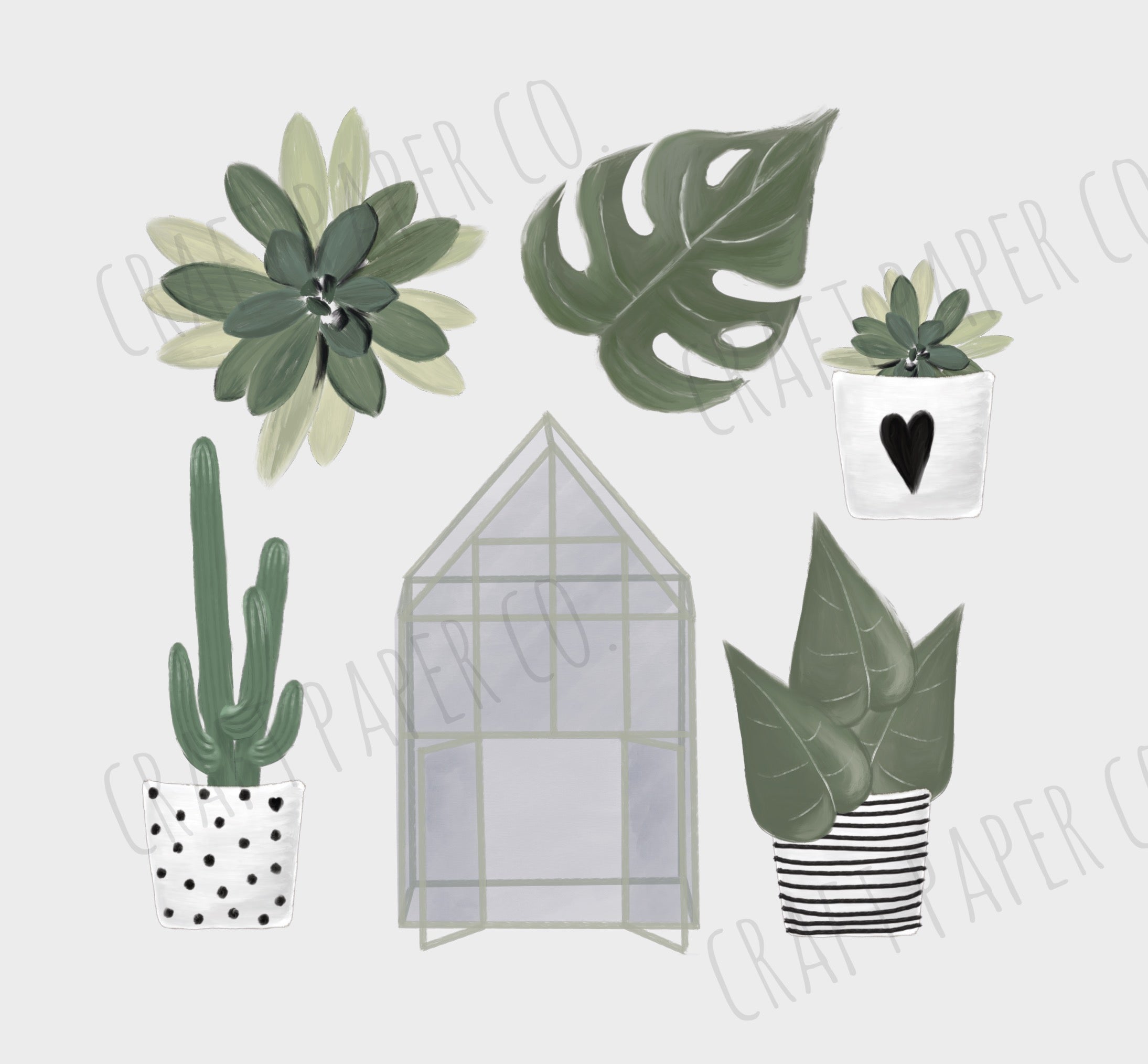 Sukulent, Kaktüs Ve Sera Mini Sticker Seti Çocuk Odası Duvar Sticker — El çizimi çocuk odası duvar sticker | Craft Paper Co