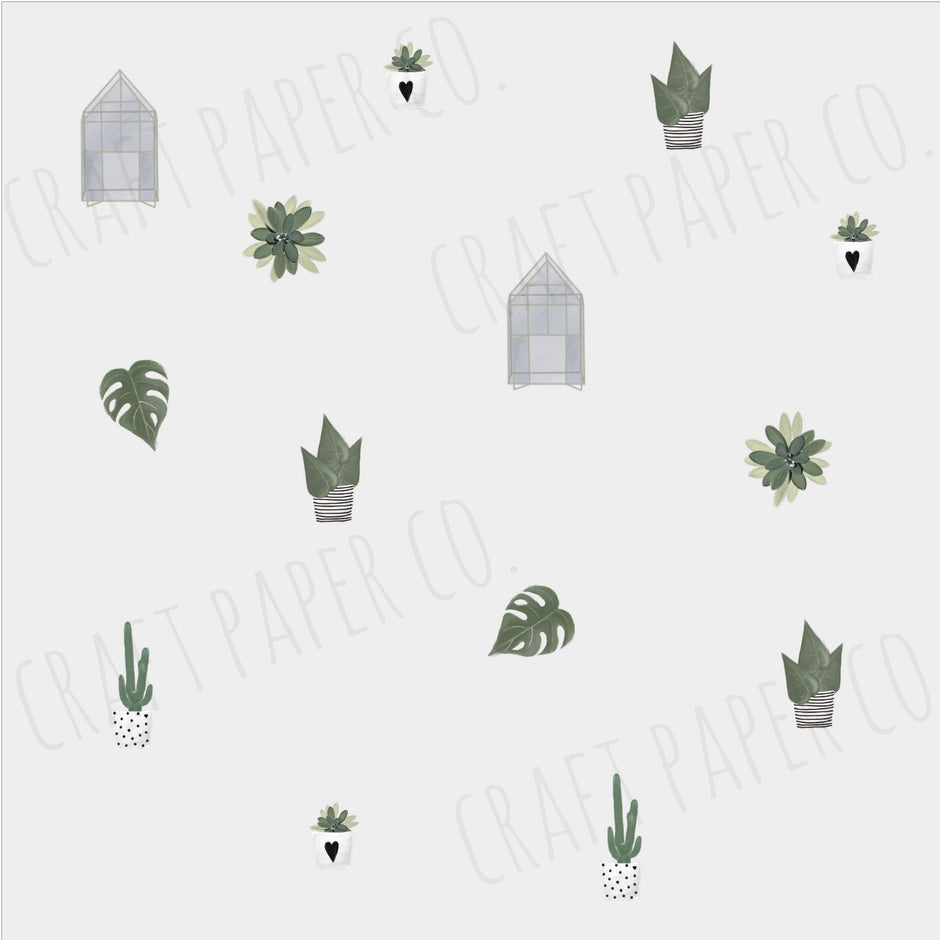 Sukulent, Kaktüs ve Sera Mini Sticker Seti — detay görünümü | Craft Paper Co