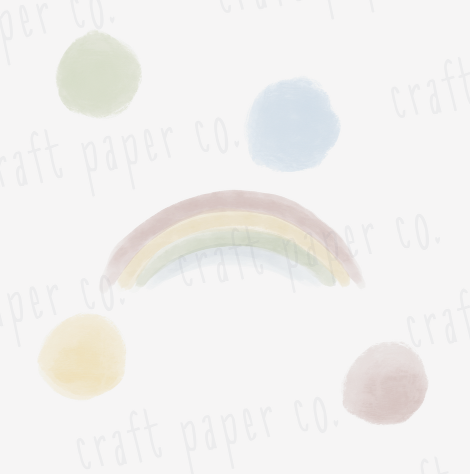 Suluboya Gökkuşağı ve Puantiyeler Çocuk Odası Duvar Sticker — detay görünümü 3 | Craft Paper Co