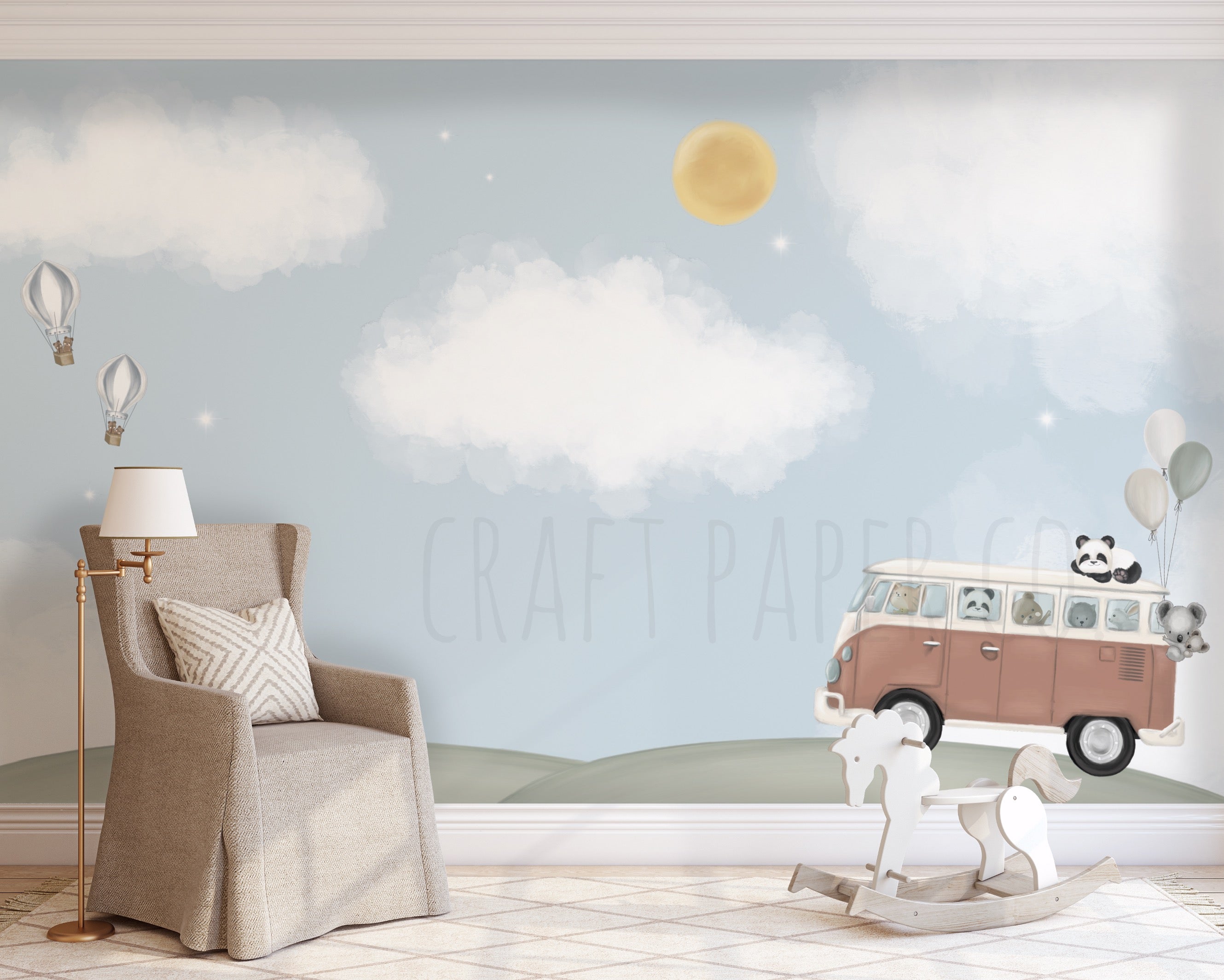 Tatil Çocuk Odası Duvar Kağıdı — El çizimi, ölçüye özel üretim | Craft Paper Co