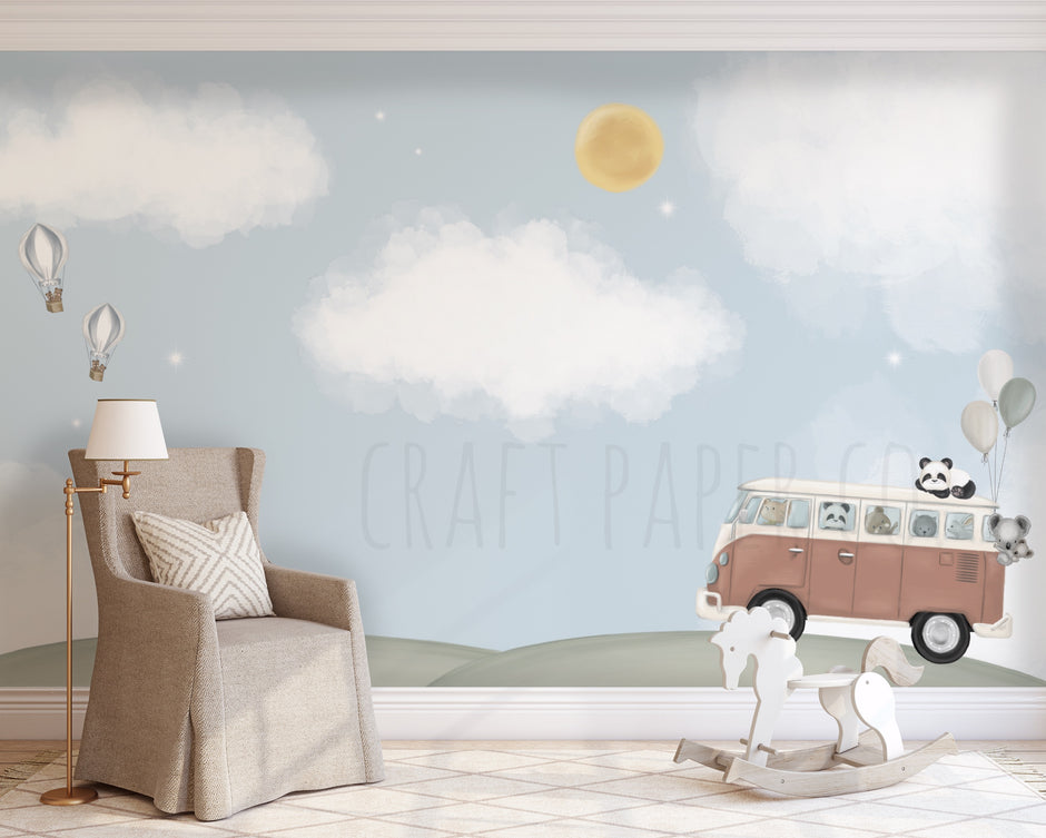 Tatil Çocuk Odası Duvar Kağıdı — El çizimi, ölçüye özel üretim | Craft Paper Co