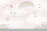 Gökkuşağı ve Tavşanlar Duvar Kağıdı — detay görünümü | Craft Paper Co