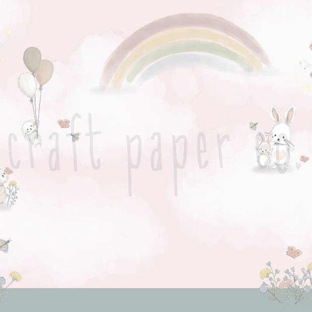 Gökkuşağı ve Tavşanlar Duvar Kağıdı — detay görünümü | Craft Paper Co