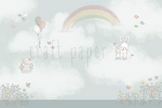 Gökkuşağı ve Tavşanlar Duvar Kağıdı — detay görünümü 2 | Craft Paper Co