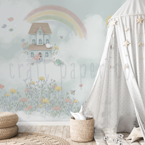 Tatlı Kuş Yuvası Çocuk Odası Duvar Kağıdı — El çizimi, ölçüye özel üretim | Craft Paper Co