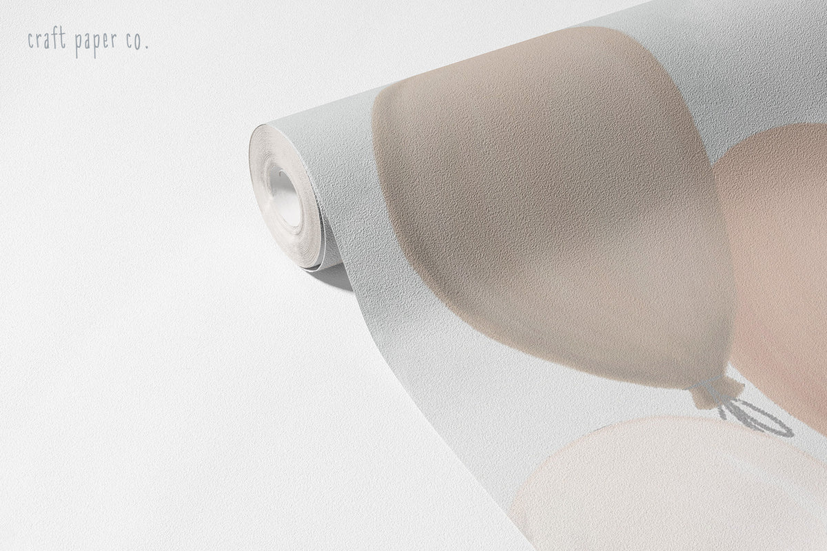 Tavşan Rüyası Duvar Kağıdı; rulo yakın çekim, bej ve krem tonlu balonlar | Craft Paper Co