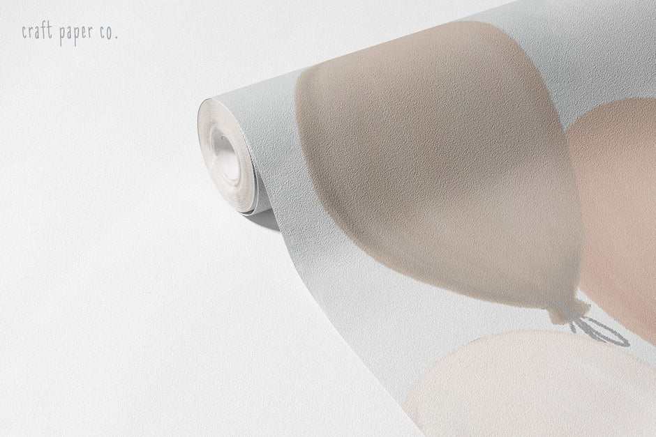 Tavşan Rüyası Duvar Kağıdı; rulo yakın çekim, bej ve krem tonlu balonlar | Craft Paper Co