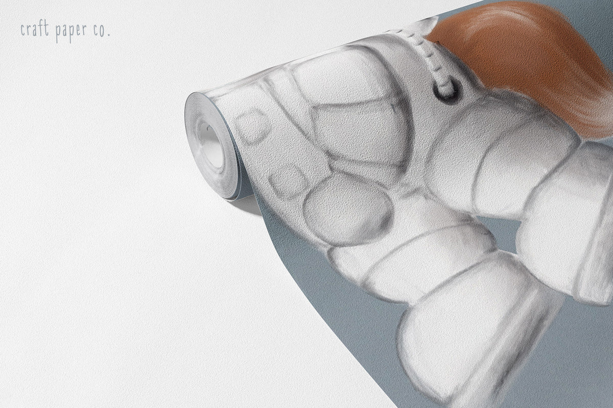 Tilki Astronot Duvar Kağıdı; rulo yakın çekim, uzay giysisi ve turuncu tilki kuyruğu | Craft Paper Co