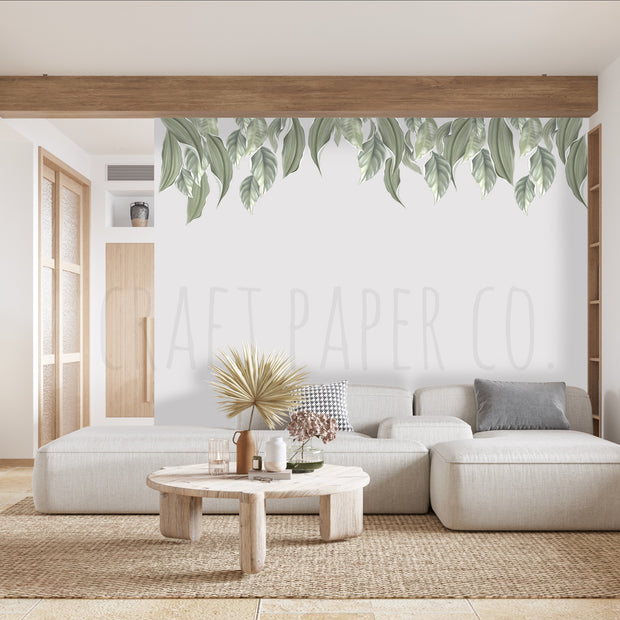 Tropikal Yapraklar Duvar Kağıdı — El çizimi, ölçüye özel üretim | Craft Paper Co
