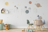 Uzay Sticker Seti Erkek Çocuk Odası Duvar Sticker — El çizimi çocuk odası duvar sticker | Craft Paper Co