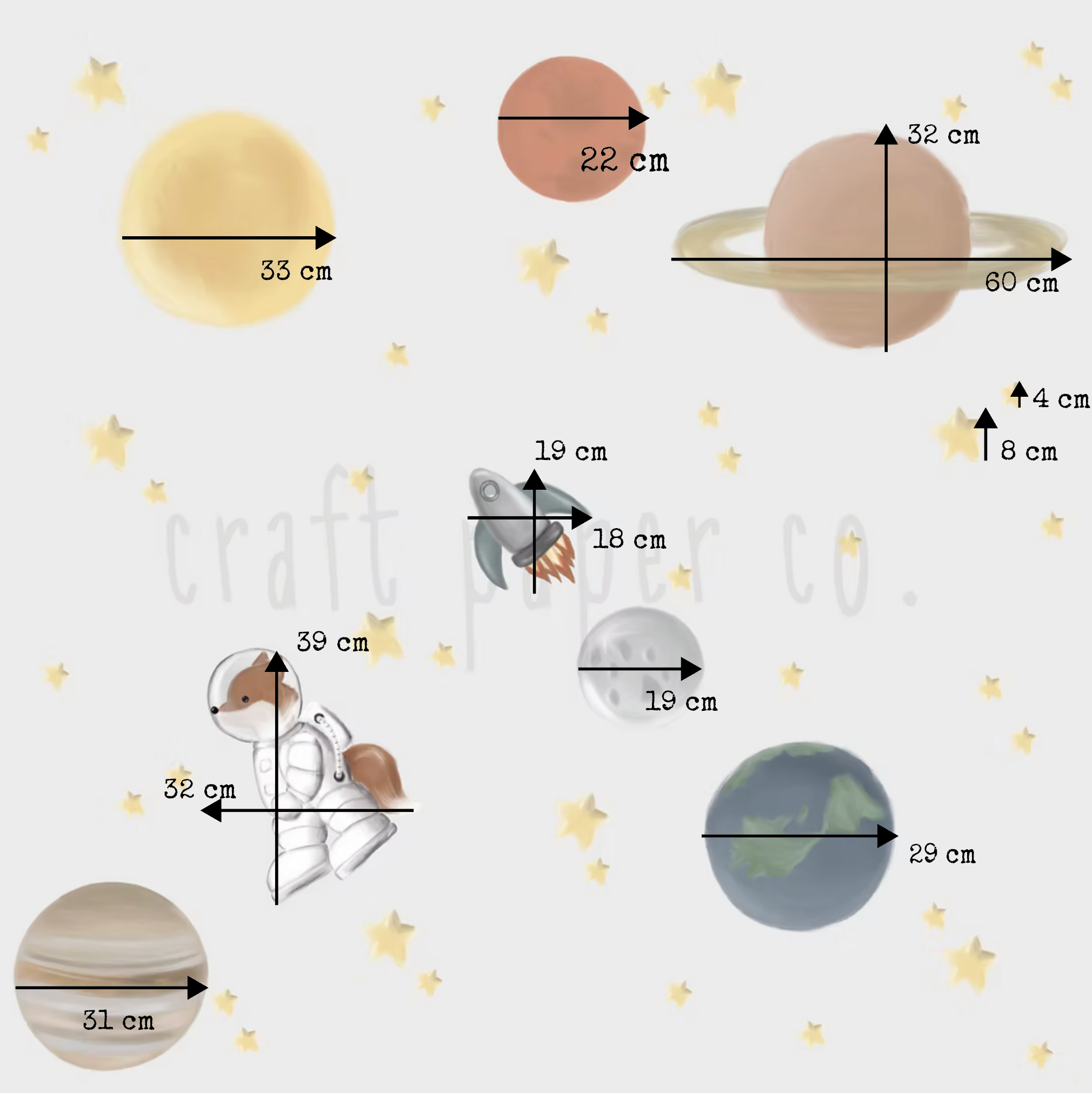 Uzay Sticker Seti Erkek Çocuk Odası Duvar Sticker — detay görünümü 2 | Craft Paper Co