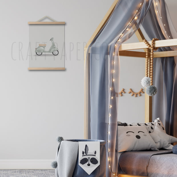 Vespa Çocuk Odası Posteri — El çizimi çocuk odası posteri | Craft Paper Co