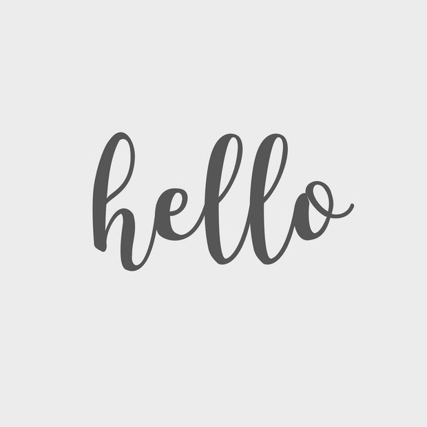 Yazı Sticker tasarımı; koyu gri el yazısıyla hello | Craft Paper Co