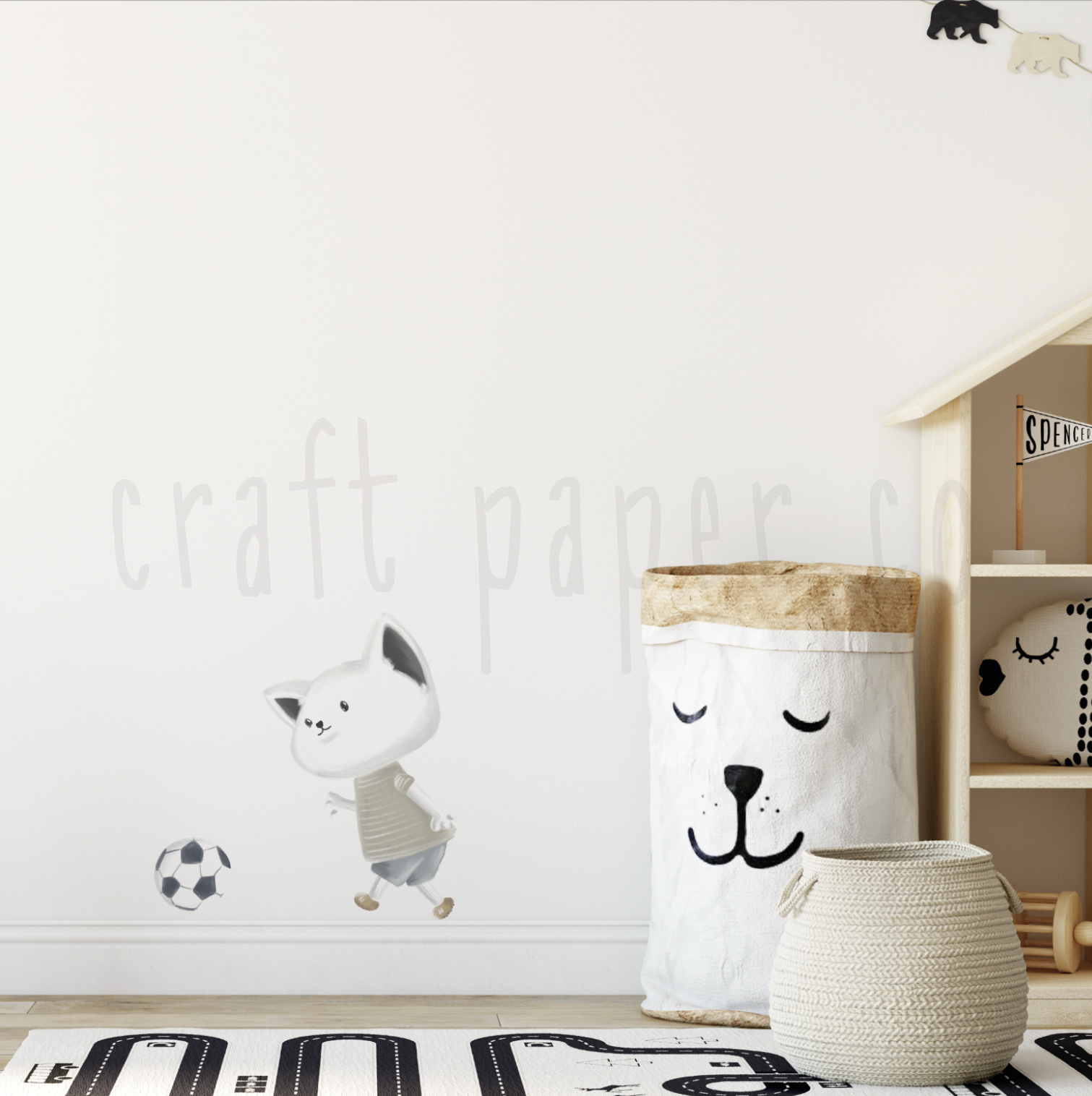 Yıldız Futbolcu Kedi Erkek Çocuk Odası Duvar Sticker — detay görünümü | Craft Paper Co
