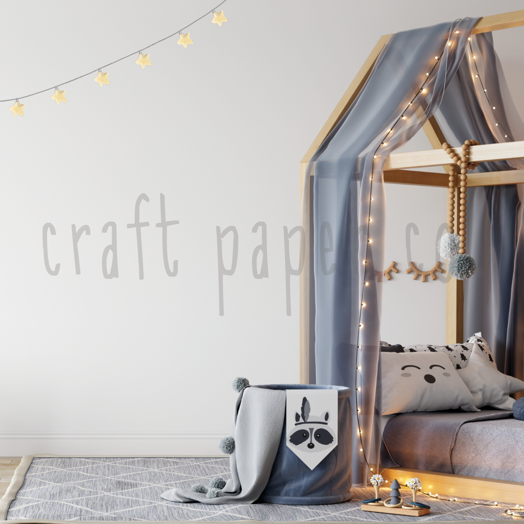 Yıldız Işıklar Çocuk Odası Duvar Sticker — detay görünümü | Craft Paper Co